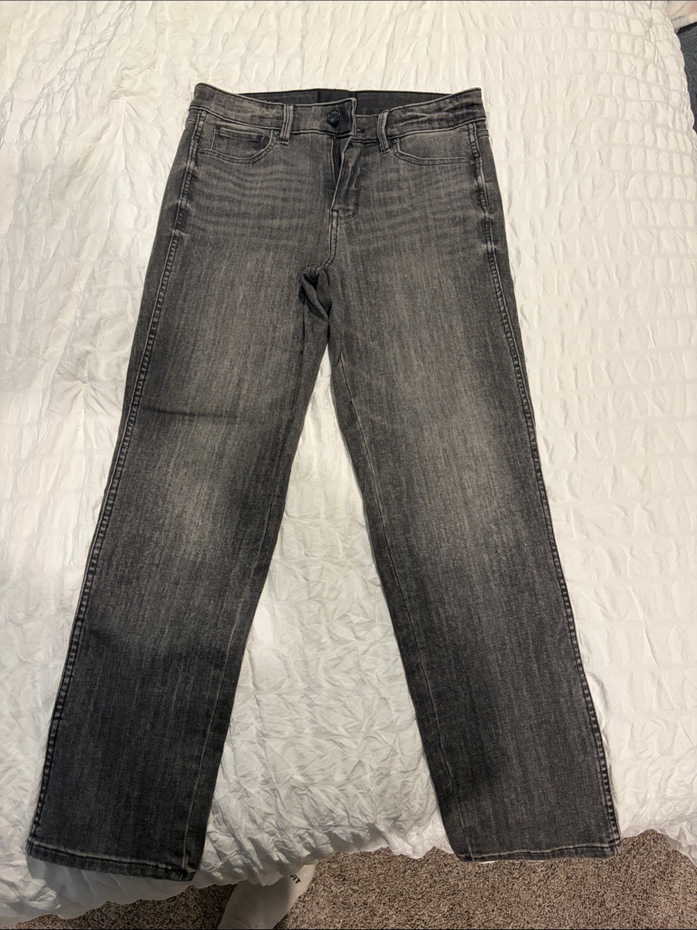 White House Black Market Women's Straight-Leg Jeans in Washed Black